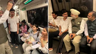 एलजी तरनजीत सिंह संधू ने की मेट्रो की सवारी।