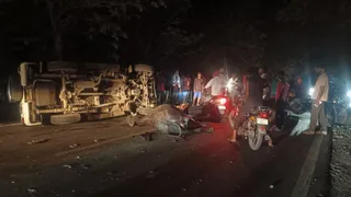 तेज गति से दौड़ रहे वाहन की चपेट में आने से मवेशियों की मौत हो गई।