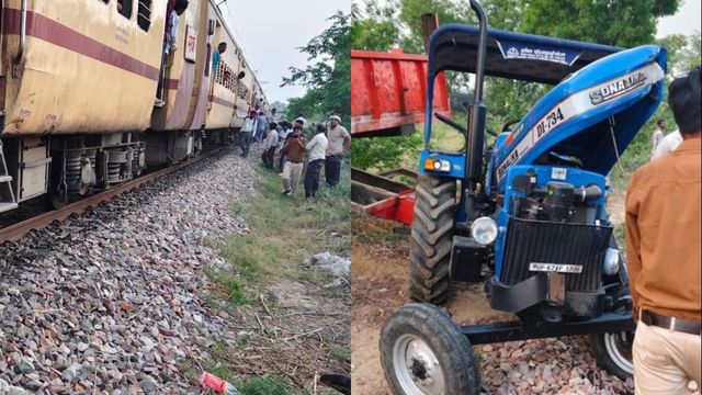 हाथरस में टला बड़ा रेल हादसा, रेलवे ट्रैक के पास खड़े ट्रैक्टर ट्रॉली से टकराई ट्रेन; एक यात्री घायल