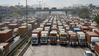 ऑल इंडिया मोटर ट्रांसपोर्ट कांग्रेस (एआईएमटीसी) ने 21-23 मई तक की हड़ताल की घोषणा। (AI Generated Image)
