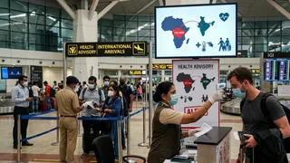 इबोला वायरस को लेकर दिल्ली एयरपोर्ट ने यात्रियों के लिए जारी की एडवाइजरी। फोटो: एआई जनरेटेड