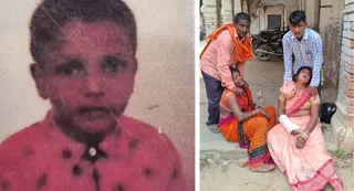 बाएं से रघुवीर की फाइल फोटो व रोते बिलखते परिजन। जागरण