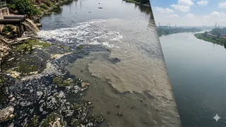 यमुना को साफ रखने में एसटीपी फेल, जा रहा बिना ट्रीटेड पानी। फोटो: एआई जनरेटेड