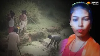 मृतक महिला की फाइल फोटो व कब्र से शव निकलवाती पुलिस टीम