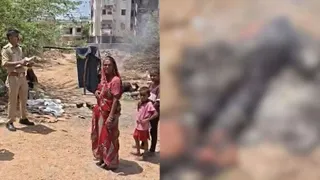 महिला ने पति के शव को लगाई आग।