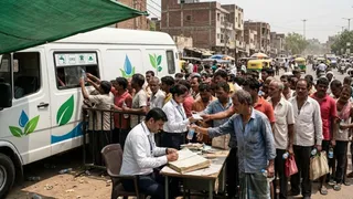 दिल्ली सरकार की मोबाइल हीट रिलीफ वैन भीषण गर्मी में लोगों को राहत देने में नाकाफी साबित हो रही हैं। इमेज एआई