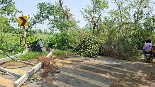 यूपी में आंधी-तूफान से भारी तबाही।