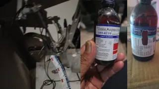 नकली कफ सीरप फैक्ट्री का भंडाफोड़।