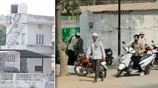 संभल के सैफ खां सराय में ग्राम समाज की भूमि पर बना मकान और दरगाह का गेट जागरण
