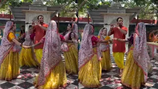वृंदावन में बांसुरी बजाते तेज प्रताप यादव और नाचतीं गोपियां। वीडियो ग्रैब