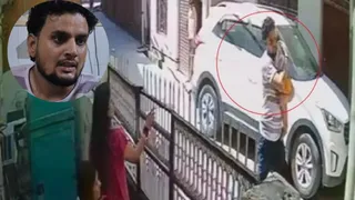 बच्चे को लेकर जाता आरोपित और इंसेट में विराज आरोपित।