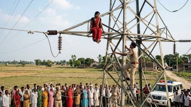 सारण: बकाया 50 हजार रुपये के लिए 33 हजार वोल्ट बिजली टावर पर चढ़ी महिला, पुलिस ने बचाया

