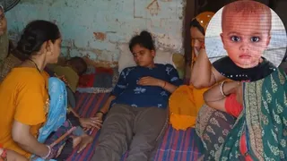 मृत आरव की फाइल फोटो इंसेट में। बेटे को खोने वाली मां।