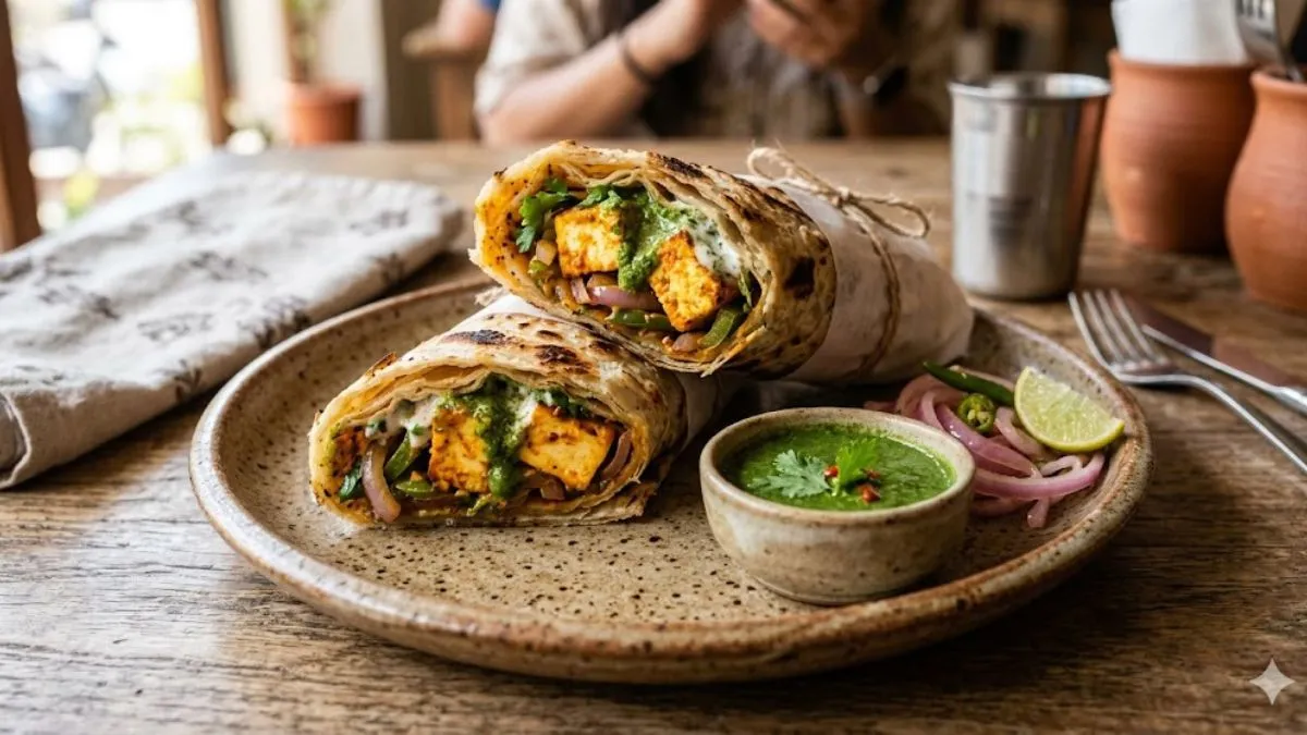पनीर टिक्का काठी रोल
