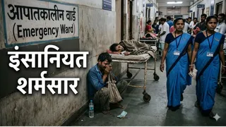 इलाज कराने आए एक अत्यंत गरीब मरीज से ट्राली कर्मियों ने जबरन पैसे ऐंठ लिए। (AI Generated Image)