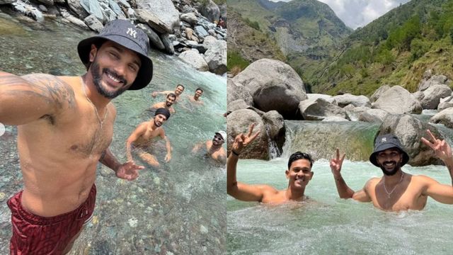 भारतीय क्रिकेटरों ने धर्मशाला वनडे के बाद खड्ड में की मस्ती, स्वीमिंग की लिया आनंद; मैक्लोडगंज में बिताया समय

