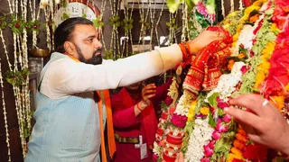 मां मुंडेश्वरी धाम मंदिर में सीएम सम्राट चौधरी।