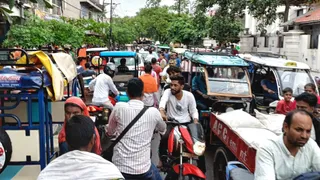 वृंदावन में जाम के हालात।