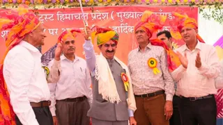 कांगड़ा के पठियार में महाराणा प्रताप जयंती पर आयोजित समारोह के दौरान सीएम सुक्खू।