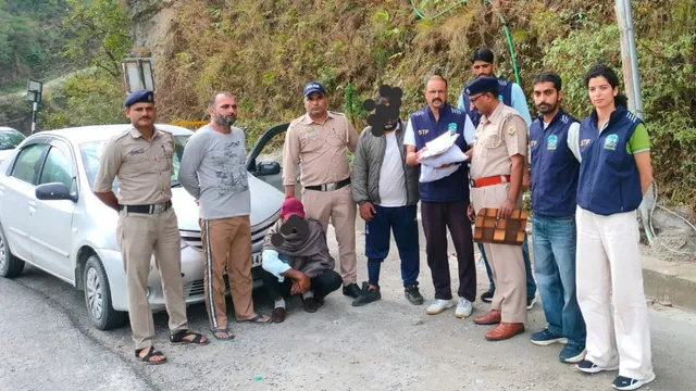 मंडी में एसटीएफ टीम की गिरफ्त में चरस के साथ पकड़े आरोपित।