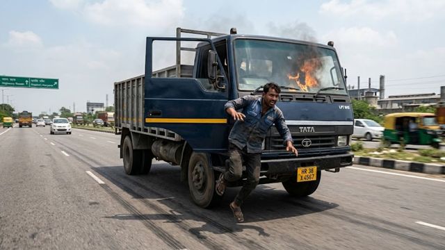 पलवल में फोन फटने से लगी आग, घबराए श्रमिक ने चलते ट्रक से कूदकर गंवाई जान
