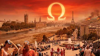 यूरोप में जानलेवा ‘ओमेगा’ हीटवेव का कहर। (यह तस्वीर एआई द्वारा बनाई गई है)