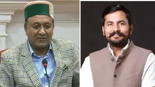 हिमाचल के राजस्व मंत्री जगत सिंह नेगी और किन्नौर जिला अध्यक्ष निगम भंडारी। जागरण आर्काइव