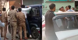 अजय ठाकुर को गिरफ्तार करती पुलिस। वीडिये ग्रैब