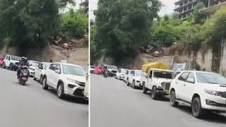 मनाली में रविवार को वीकेंड पर लगा ट्रैफिक जाम। जागरण