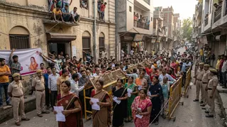 कार्ड केंद्रों पर रविवार को कार्ड बनवाने के लिए महिलाओं की भीड़ उमड़ी। (AI Generated Image)