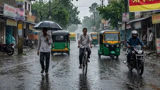 कई जिलों में मूसलाधार बारिश का अलर्ट, 50 KM की रफ्तार से चलेंगी हवाएं (AI Generated Image)
