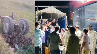 ट्रैक्टर पलटने से दादा और पोते की मौत। जागरण
