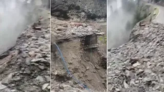 पहाड़ से गिरा मलबा, सिंथन टॉप तक आवाजाही ठप।