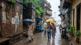 वाराणसी पूर्वांचल में मानसून सक्रिय तापमान में गिरावट बारिश की उम्मीद। (AI image)