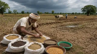 केतार में कम वर्षा से धान की खेती प्रभावित हुई। एआई जेनरेटेड इमेज