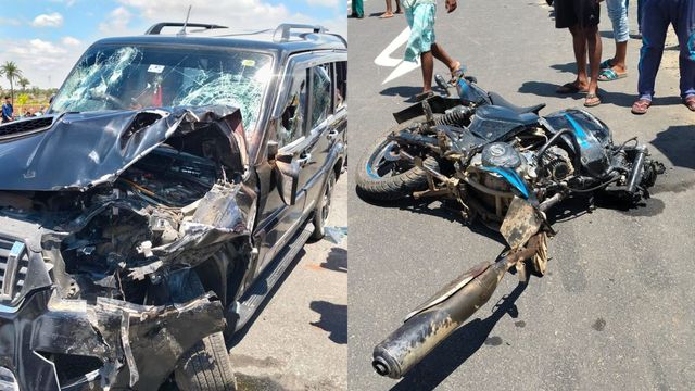 गोड्डा में सड़क हादसे में युवक की मौत, 1 साल पहले हुई थी शादी, स्कॉर्पियों की टक्कर में 2 टुकड़ों में बटी बाइक
