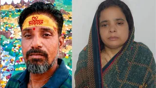 मृतक की फाइल फोटो और आरोपित पत्नी रूबी।