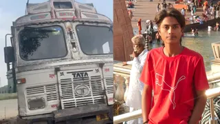 ट्रक और मृतक की फाइल फोटो।