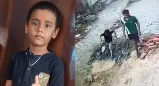 बाएं से मृतक मासूम व साथ ले जाता आरोपी। जागरण