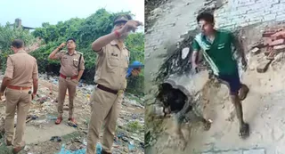 मौके पर मौजूद पुलिस व सीसीटीवी में दिखा आरोपी। जागरण