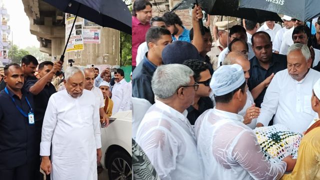 बारिश, छाता और मजार... नालंदा में नीतीश कुमार की इस तस्वीर ने खींचा सबका ध्यान