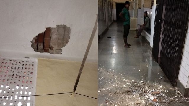 गाजियाबाद के जिला MMG अस्पताल की एक्स-रे गैलरी में छत से गिरा प्लास्टर, मरीजों में दहशत