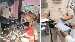 ऊना पुलिस ने बुलेट बाइक सवार का 10 हजार रुपये का चालान किया।