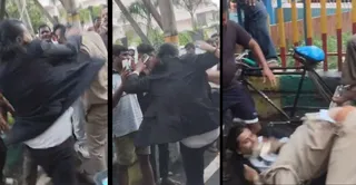 सिपाही और वकील के बीच मारपीट। वीडियो ग्रैब