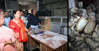 गुरुवार को नगर निगम मुख्यालय में आग लगने की घटना होने के बाद लेखा विभाग कार्यालय का निरीक्षण करतीं महापौर प्रमिला पांडेय (बाएं से दूसरी)। नगर निगम