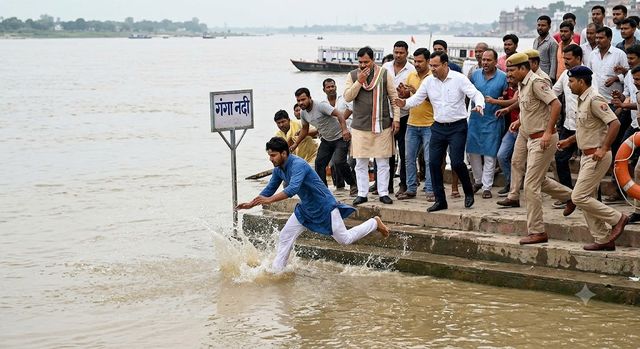 कन्नौज: नहीं सुनी फरियाद तो राज्यमंत्री और डीएम के सामने गंगा में कूद गया युवक, मची अफरा-तफरी
