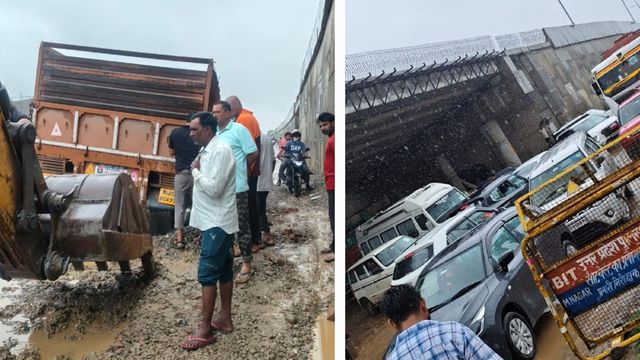 Meerut-Pauri Highway देवल के पास धंसा, इसके बाद लगे जाम के कारण पांच मिनट का रास्ता डेढ़ घंटे में हुआ पूरा
