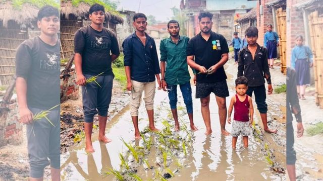 भितहा में जलजमाव से आक्रोशित ग्रामीणों ने सड़क पर रोपे धान, प्रशासन से की स्थायी समाधान की मांग
