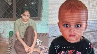 आरव की मां। मृतक बच्चे का फाइल फोटो।