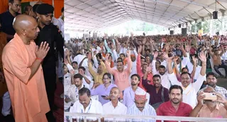 मुख्यमंत्री योगी आदित्यनाथ की सभा में एकत्र लोग। -जागरण